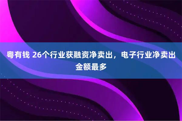 粤有钱 26个行业获融资净卖出，电子行业净卖出金额最多