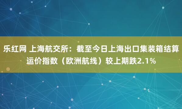 乐红网 上海航交所：截至今日上海出口集装箱结算运价指数（欧洲航线）较上期跌2.1%